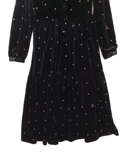 AURORA boutique（AURORA boutique）AURORA boutique (AURORA boutique) 刺繍ベロアワンピース ブラック サイズ:Sの古着・服飾アイテム