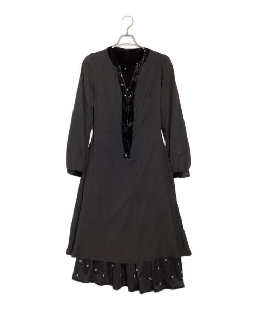 AURORA boutique（AURORA boutique）AURORA boutique (AURORA boutique) 刺繍ベロアワンピース ブラック サイズ:Sの古着・服飾アイテム