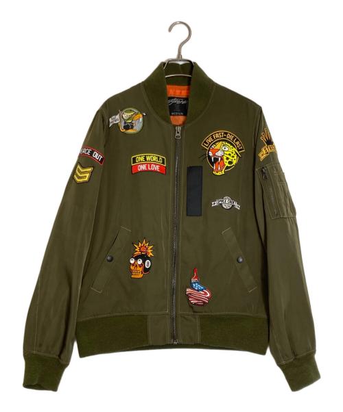 stussy（ステューシー）stussy (ステューシー) ワッペンMA1ボンバージャケット カーキ サイズ:Mの古着・服飾アイテム