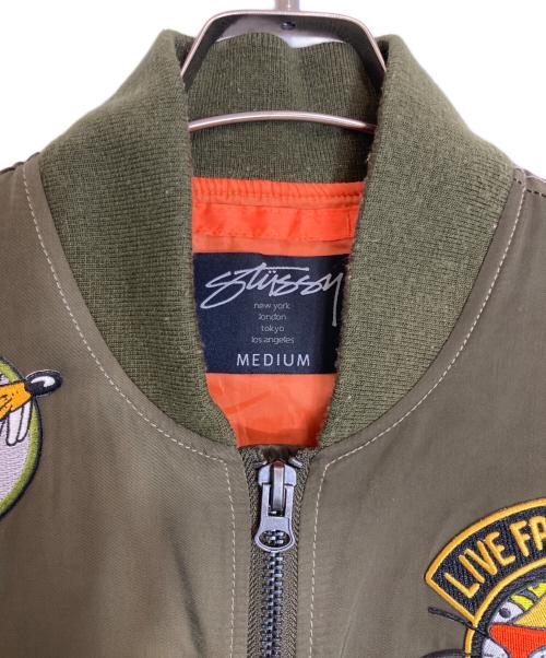stussy（ステューシー）stussy (ステューシー) ワッペンMA1ボンバージャケット カーキ サイズ:Mの古着・服飾アイテム