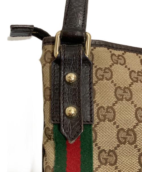 GUCCI（グッチ）GUCCI (グッチ) シェリーラインGGキャンバスショルダーバッグ ベージュ×ブラウンの古着・服飾アイテム
