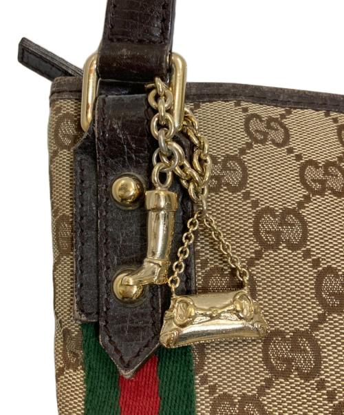 GUCCI（グッチ）GUCCI (グッチ) シェリーラインGGキャンバスショルダーバッグ ベージュ×ブラウンの古着・服飾アイテム