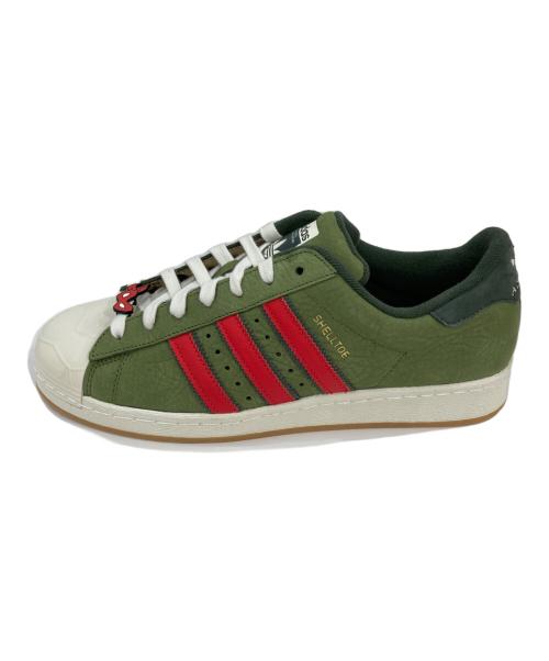 adidas（アディダス）adidas (アディダス) TMNT Teenage Mutant Ninja Turtles (ティーンエイジ ミュータント ニンジャ タートルズ) TMNT SHELLTOE ローカットスニーカー グリーン×レッド サイズ:28の古着・服飾アイテム