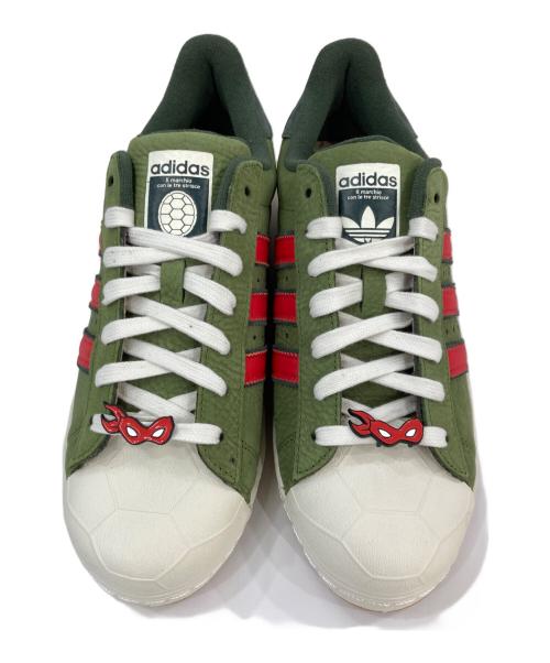 adidas（アディダス）adidas (アディダス) TMNT Teenage Mutant Ninja Turtles (ティーンエイジ ミュータント ニンジャ タートルズ) TMNT SHELLTOE ローカットスニーカー グリーン×レッド サイズ:28の古着・服飾アイテム