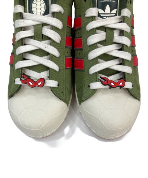 adidas（アディダス）adidas (アディダス) TMNT Teenage Mutant Ninja Turtles (ティーンエイジ ミュータント ニンジャ タートルズ) TMNT SHELLTOE ローカットスニーカー グリーン×レッド サイズ:28の古着・服飾アイテム
