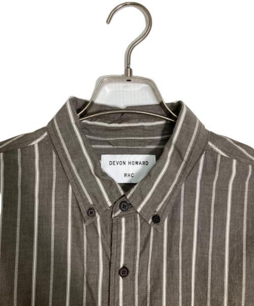 DEVON HOWARD（デヴォン・ハワード）DEVON HOWARD (デヴォン・ハワード) RHC Ron Herman (アールエイチシー ロンハーマン) Stripe Shirt/ストライプ シャツ ブラウン サイズ:XLの古着・服飾アイテム