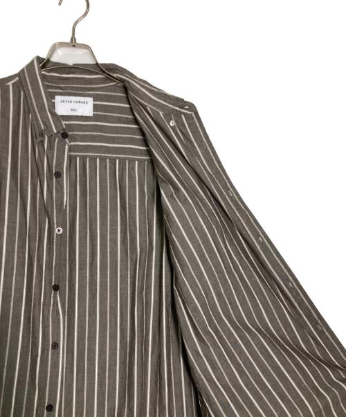 DEVON HOWARD（デヴォン・ハワード）DEVON HOWARD (デヴォン・ハワード) RHC Ron Herman (アールエイチシー ロンハーマン) Stripe Shirt/ストライプ シャツ ブラウン サイズ:XLの古着・服飾アイテム