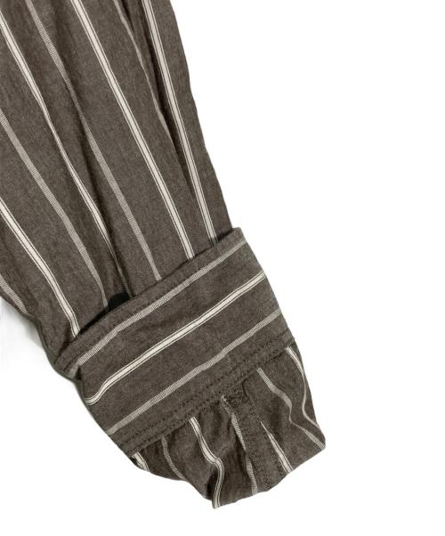DEVON HOWARD（デヴォン・ハワード）DEVON HOWARD (デヴォン・ハワード) RHC Ron Herman (アールエイチシー ロンハーマン) Stripe Shirt/ストライプ シャツ ブラウン サイズ:XLの古着・服飾アイテム
