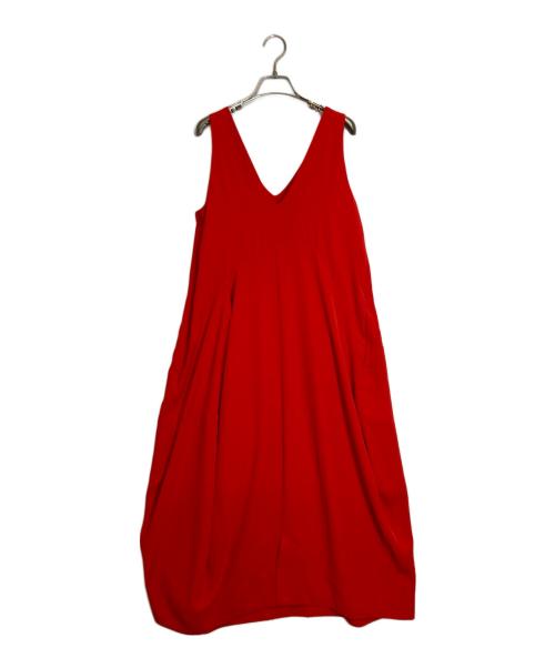 OMMO（オーエムエムオー）OMMO (オーエムエムオー) IRREGULAR PATTERN V NECK OP レッド サイズ:Sの古着・服飾アイテム