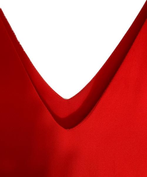OMMO（オーエムエムオー）OMMO (オーエムエムオー) IRREGULAR PATTERN V NECK OP レッド サイズ:Sの古着・服飾アイテム