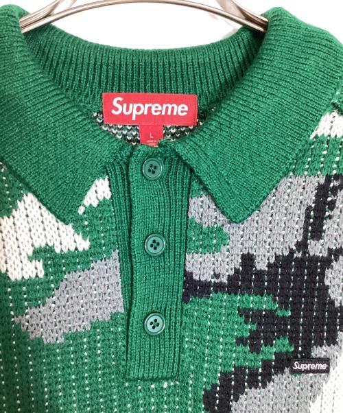 SUPREME（シュプリーム）Supreme (シュプリーム) Small Box Polo Sweater/スモール・ボックス・ポロ・セーター グリーン×ホワイト×ブラック×グレー サイズ:Ｌの古着・服飾アイテム
