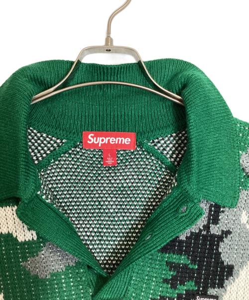 SUPREME（シュプリーム）Supreme (シュプリーム) Small Box Polo Sweater/スモール・ボックス・ポロ・セーター グリーン×ホワイト×ブラック×グレー サイズ:Ｌの古着・服飾アイテム