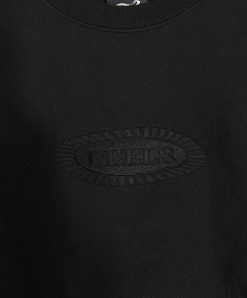 FEELS.（フィールズ）FEELS. (フィールズ) エンブロイダリークルーネックスウェット ブラック サイズ:Lの古着・服飾アイテム