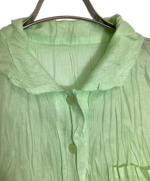 PLEATS PLEASE（プリーツプリーズ）PLEATS PLEASE (プリーツプリーズ) 半袖プリーツシャツ グリーン サイズ:Lの古着・服飾アイテム