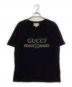 GUCCIグッチ）の古着「ロゴ ウォッシュドオーバーサイズ Tシャツ」｜ブラック
