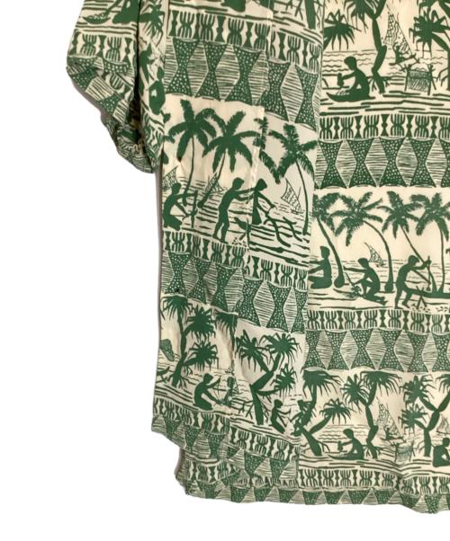Sun Surf（サンサーフ）Sun Surf (サンサーフ) RAYON HAWAIIAN SHIRT ベージュ×グリーン サイズ:Mの古着・服飾アイテム