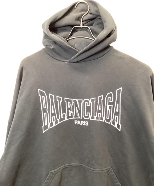 BALENCIAGA（バレンシアガ）BALENCIAGA (バレンシアガ) Large Fit Hoodie/BLACK ロゴ ヴィンテージ プリント プルオーバー パーカー ブラック サイズ:Mの古着・服飾アイテム