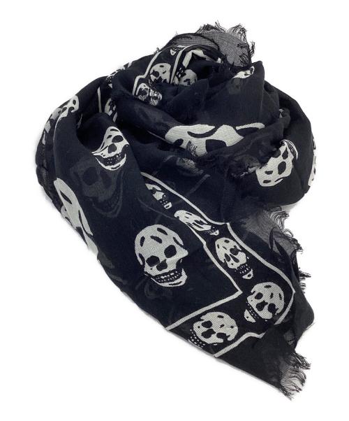 ALEXANDER McQUEEN（アレキサンダーマックイーン）ALEXANDER McQUEEN (アレキサンダーマックイーン) ドクロ柄大判スカーフ ブラックの古着・服飾アイテム
