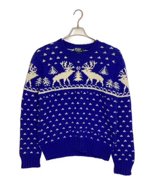 POLO RALPH LAUREN（ポロ・ラルフローレン）POLO RALPH LAUREN (ポロ・ラルフローレン) ノルディックセーター ブルー サイズ:Mの古着・服飾アイテム