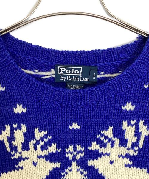 POLO RALPH LAUREN（ポロ・ラルフローレン）POLO RALPH LAUREN (ポロ・ラルフローレン) ノルディックセーター ブルー サイズ:Mの古着・服飾アイテム