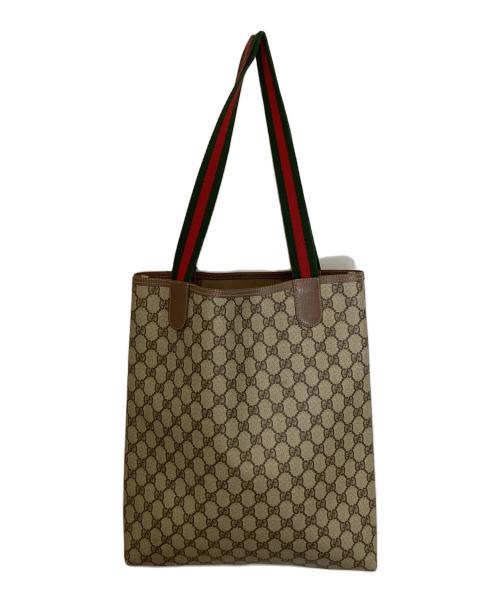 GUCCI（グッチ）GUCCI (グッチ) GGWEBトートバッグ ブラウンの古着・服飾アイテム