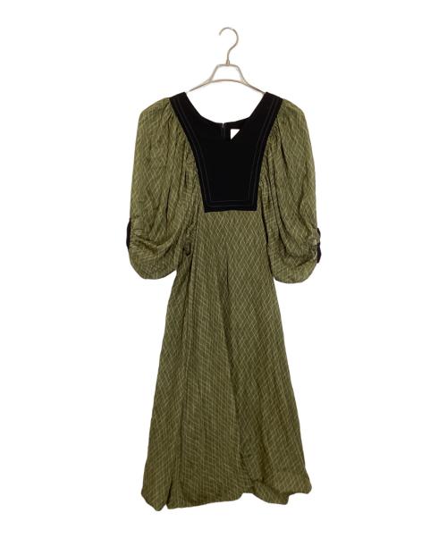 Ameri（アメリ）Ameri (アメリ) GEOMETRIC RHOMBUS DRESS イエロー×ブラック サイズ:M 未使用品の古着・服飾アイテム