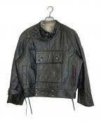 VINTAGE MILITARYヴィンテージ ミリタリー）の古着「レザーモーターサイクルジャケット」｜ブラック