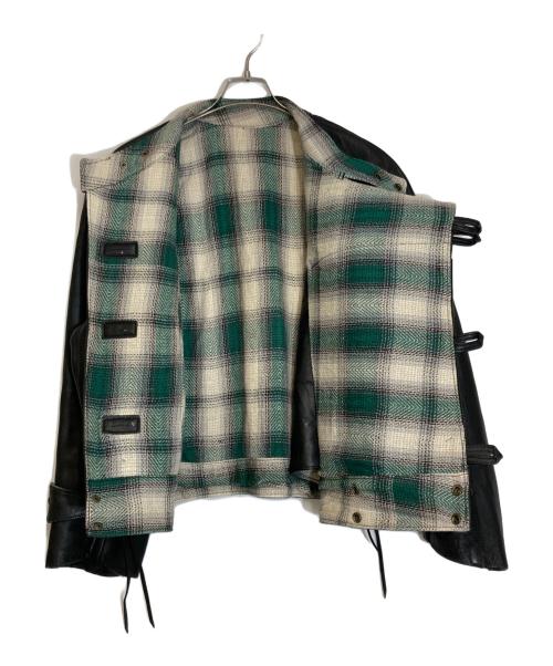 VINTAGE MILITARY（ヴィンテージ ミリタリー）VINTAGE MILITARY (ヴィンテージ ミリタリー) レザーモーターサイクルジャケット ブラック サイズ:不明の古着・服飾アイテム