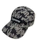 SUPREMEシュプリーム）の古着「Fat Tip Jacquard Denim Camp Cap」｜グレー×ブラック
