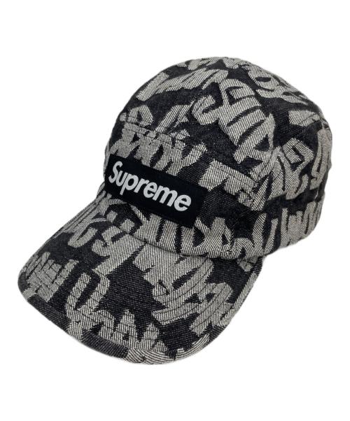 SUPREME（シュプリーム）Supreme (シュプリーム) Fat Tip Jacquard Denim Camp Cap グレー×ブラック サイズ:-の古着・服飾アイテム