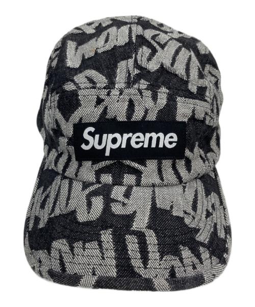 SUPREME（シュプリーム）Supreme (シュプリーム) Fat Tip Jacquard Denim Camp Cap グレー×ブラック サイズ:-の古着・服飾アイテム