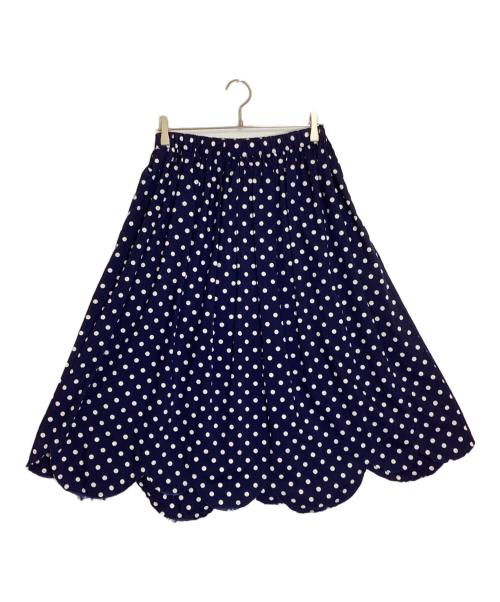 ROBE DE CHAMBRE COMME DES GARCONS（ローブドシャンブル コムデギャルソン）ROBE DE CHAMBRE COMME DES GARCONS (ローブドシャンブル コムデギャルソン) ドット裾ラウンドカッティングプリーツスカート ネイビー サイズ:表記無の古着・服飾アイテム