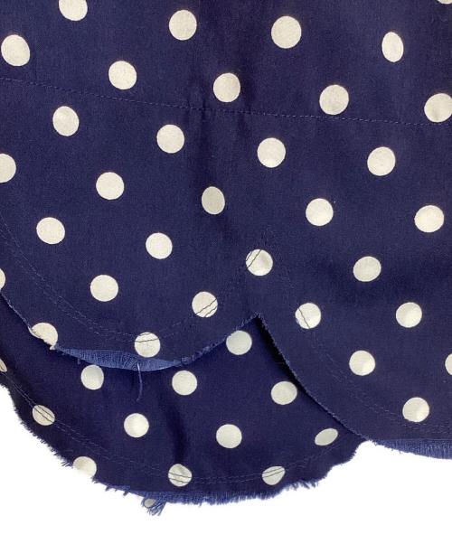 ROBE DE CHAMBRE COMME DES GARCONS（ローブドシャンブル コムデギャルソン）ROBE DE CHAMBRE COMME DES GARCONS (ローブドシャンブル コムデギャルソン) ドット裾ラウンドカッティングプリーツスカート ネイビー サイズ:表記無の古着・服飾アイテム