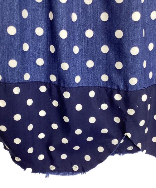 ROBE DE CHAMBRE COMME DES GARCONS（ローブドシャンブル コムデギャルソン）ROBE DE CHAMBRE COMME DES GARCONS (ローブドシャンブル コムデギャルソン) ドット裾ラウンドカッティングプリーツスカート ネイビー サイズ:表記無の古着・服飾アイテム