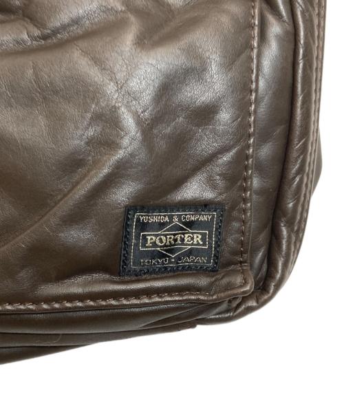 PORTER（ポーター）PORTER (ポーター) TANKER レザーショルダーバッグ ブラウンの古着・服飾アイテム