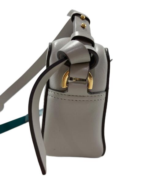 ANYA HINDMARCH（アニヤ・ハインドマーチ）ANYA HINDMARCH (アニヤ・ハインドマーチ) コントラストストラップショルダーバッグ グレー×グリーンの古着・服飾アイテム