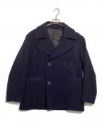 TOMORROW LANDトゥモローランド）の古着「25AWラムウールモッサー ダブルブレステッド4B Pコート」｜ネイビー