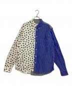 MARNIマルニ）の古着「ドットストライプドッキングシャツ」｜ベージュ×ブラック