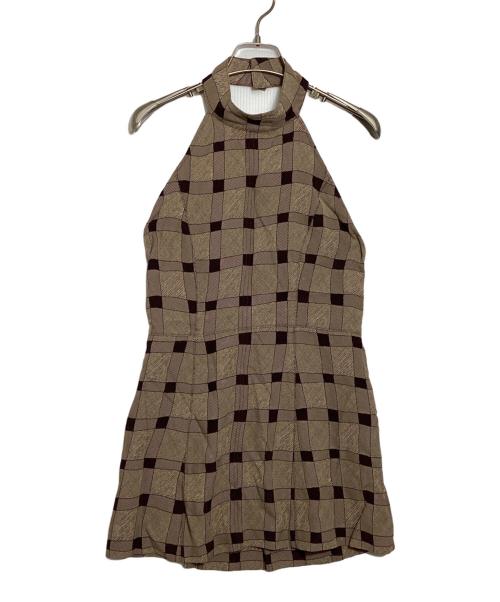 TODAYFUL（トゥデイフル）TODAYFUL (トゥデイフル) Halterneck Checkjacquard Tops ブラウン サイズ:Freeの古着・服飾アイテム