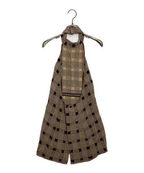 TODAYFUL（トゥデイフル）TODAYFUL (トゥデイフル) Halterneck Checkjacquard Tops ブラウン サイズ:Freeの古着・服飾アイテム