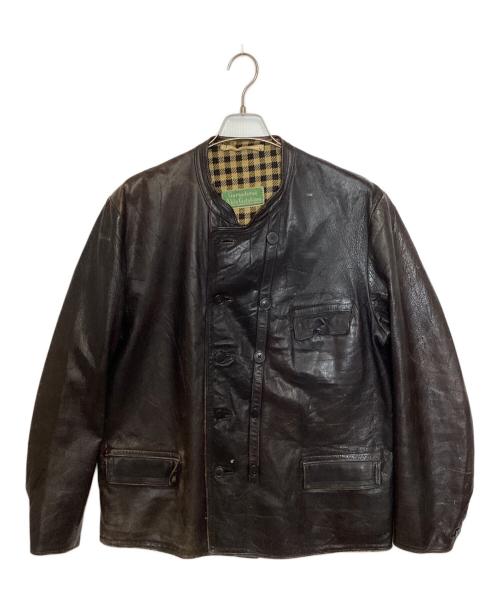 Garanteras AKta Getskinn（-）Garanteras AKta Getskinn (-) ヴィンテージレザーセミダブルジャケット ブラック サイズ:-の古着・服飾アイテム