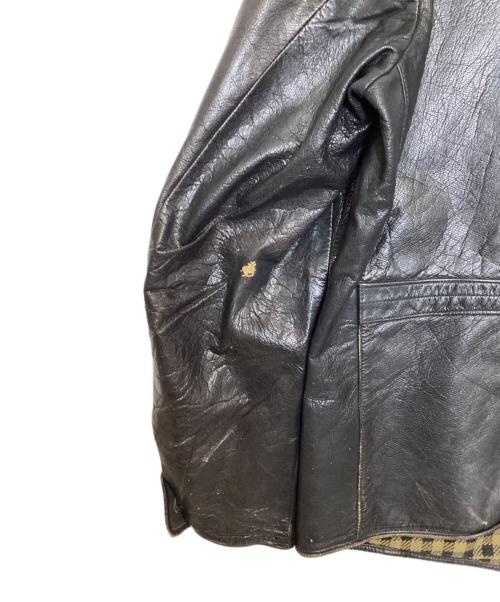 Garanteras AKta Getskinn（-）Garanteras AKta Getskinn (-) ヴィンテージレザーセミダブルジャケット ブラック サイズ:-の古着・服飾アイテム