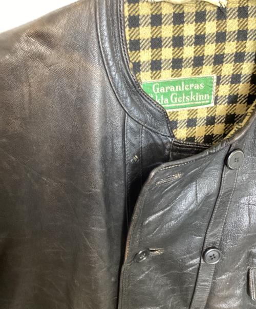 Garanteras AKta Getskinn（-）Garanteras AKta Getskinn (-) ヴィンテージレザーセミダブルジャケット ブラック サイズ:-の古着・服飾アイテム