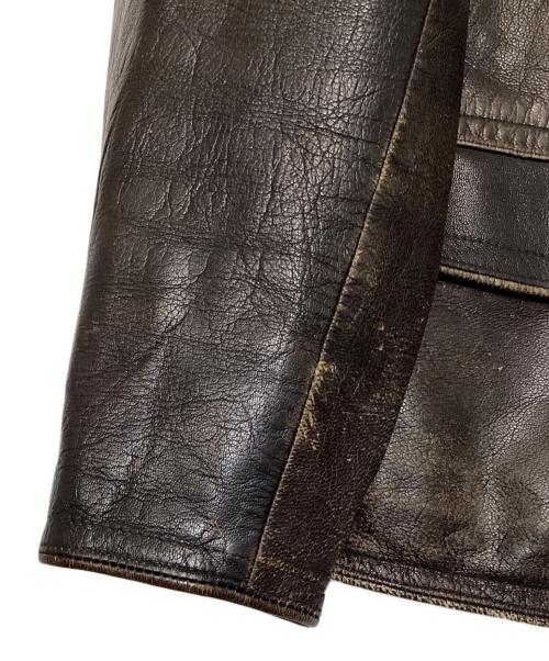 Garanteras AKta Getskinn（-）Garanteras AKta Getskinn (-) ヴィンテージレザーセミダブルジャケット ブラック サイズ:-の古着・服飾アイテム