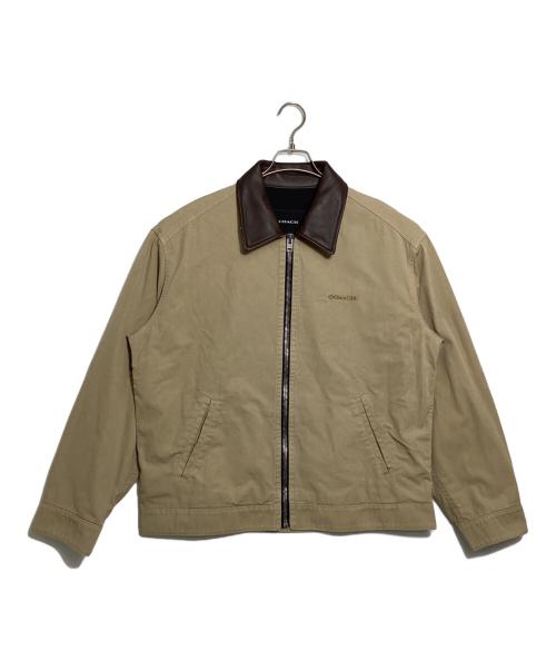 COACH（コーチ）COACH (コーチ) 襟レザーツイルワークジャケット ベージュ サイズ:Mの古着・服飾アイテム