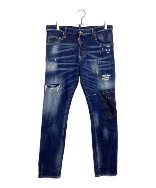 DSQUARED2（ディースクエアード）DSQUARED2 (ディースクエアード) ダメージデニムパンツ ネイビー サイズ:52の古着・服飾アイテム