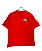 BALENCIAGAバレンシアガ）の古着「デストロイ加工 ワンポイント ロゴ ヘビーウェイト クルーネック 半袖Tシャツ」｜レッド