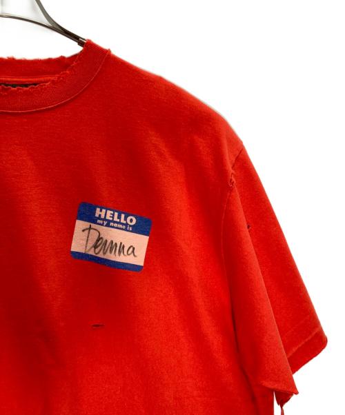 BALENCIAGA（バレンシアガ）BALENCIAGA (バレンシアガ) デストロイ加工 ワンポイント ロゴ ヘビーウェイト クルーネック 半袖Tシャツ レッド サイズ:Sの古着・服飾アイテム