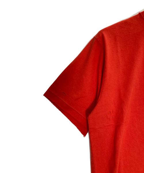 BALENCIAGA（バレンシアガ）BALENCIAGA (バレンシアガ) デストロイ加工 ワンポイント ロゴ ヘビーウェイト クルーネック 半袖Tシャツ レッド サイズ:Sの古着・服飾アイテム