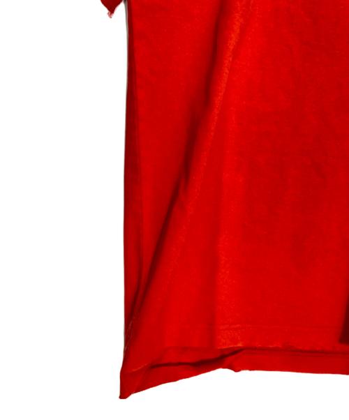 BALENCIAGA（バレンシアガ）BALENCIAGA (バレンシアガ) デストロイ加工 ワンポイント ロゴ ヘビーウェイト クルーネック 半袖Tシャツ レッド サイズ:Sの古着・服飾アイテム